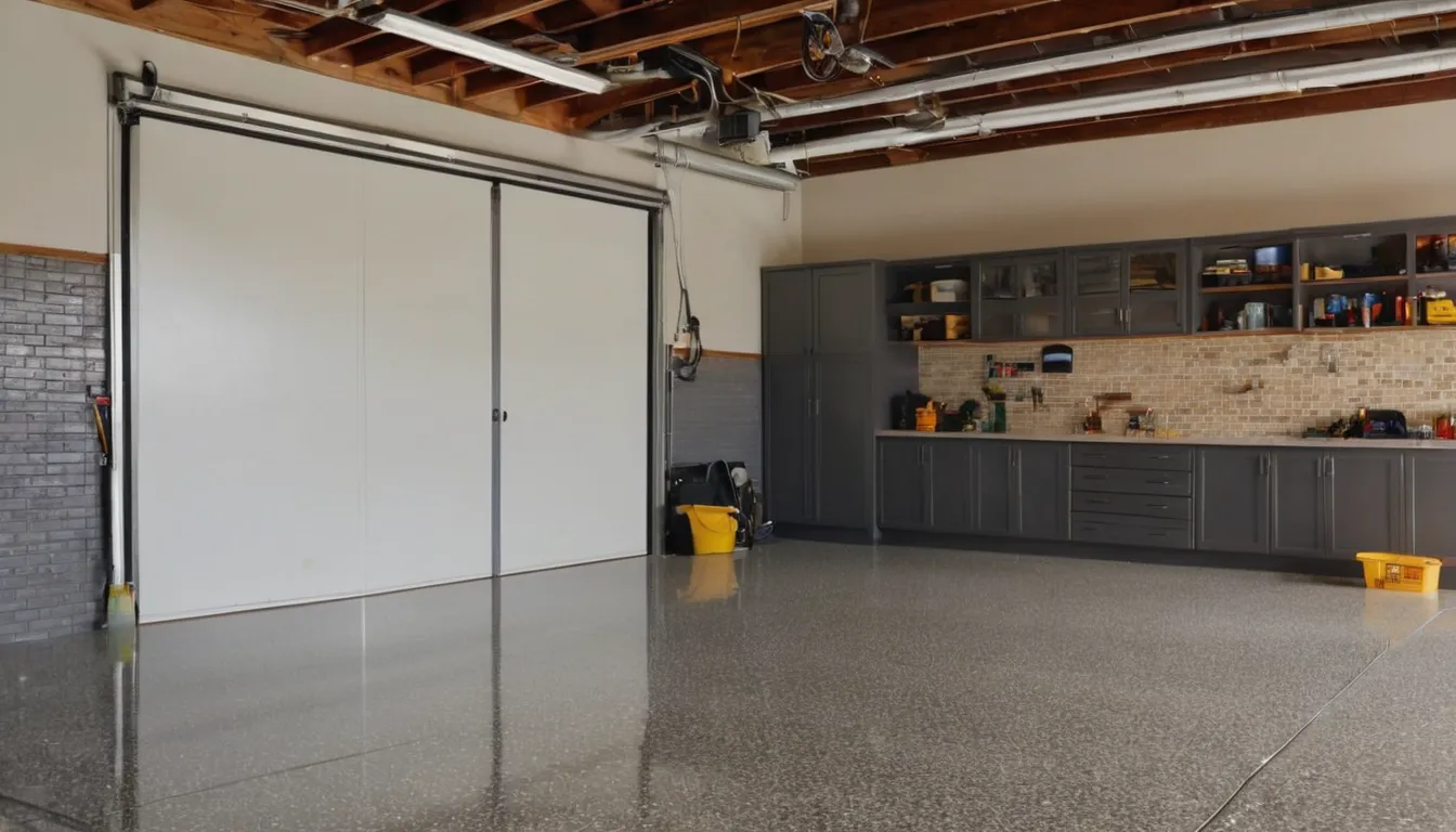 Epoxy garage floor with flake finish in a home garage in Sandy Springs